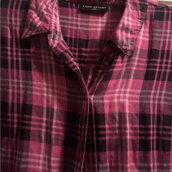 Lane Bryant Pink Plaid Shirt - Picture 2 of 5